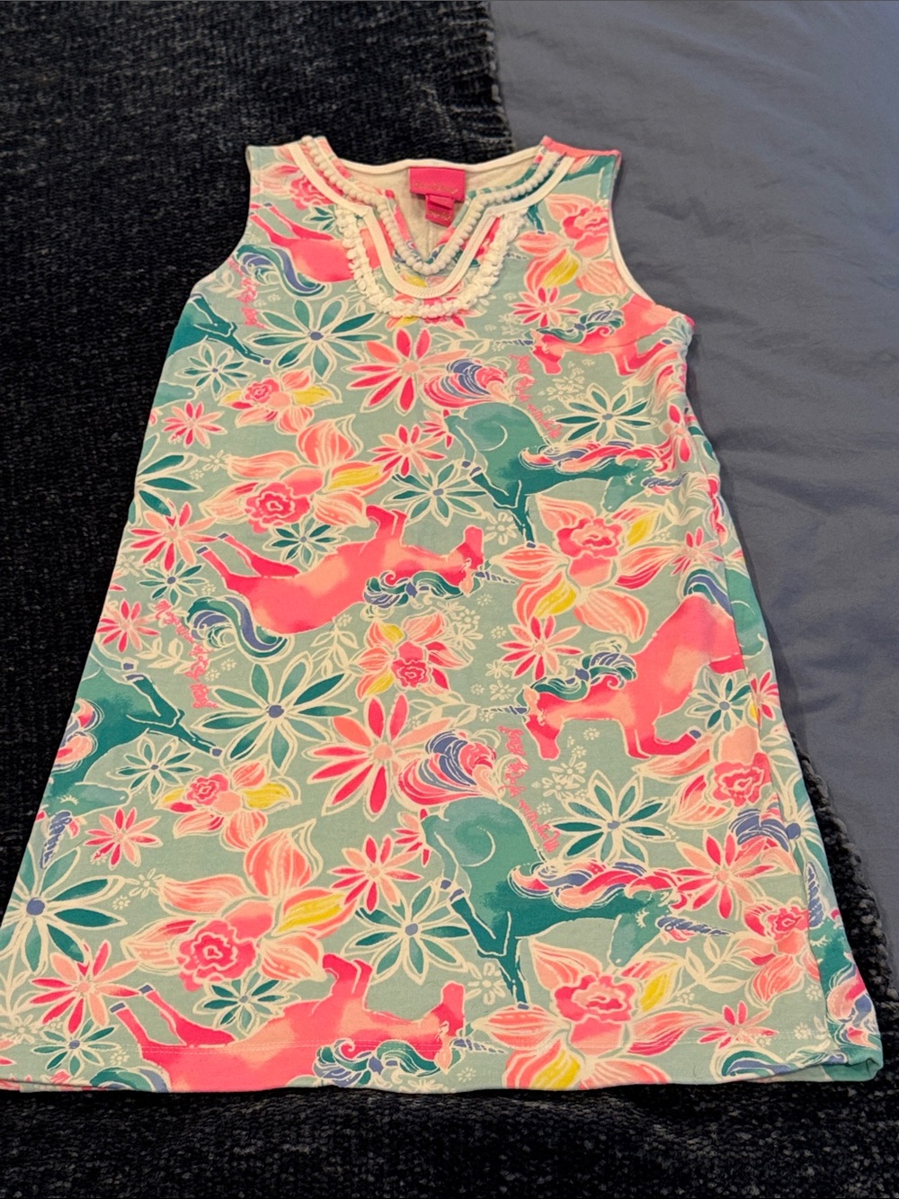 Girls Sz L 8/10 Lilly Pulitzer Floral Unicorn Sleeveless Harper dress